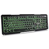 DBPOWER Gaming Tastatur, 3 Farben LED-Hintergrundbeleuchtung USB Verdrahtete Spiel-Tastaturen Schwarz (UK Layout)