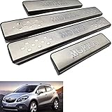 AILZNN Einstiegsleisten Abdeckung Zierleisten FüR Opel Vauxhall Mokka 2013-2019, Edelstahl TüRschweller Schutz Leisten Schwellerleisten Interieur Ladekantenschutz Auto ZubehöR, 4 StüCk