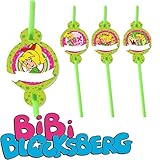 Bibi Blocksberg 8 Papier-Trinkhalme Namensschild und Trinkknick für Kinderparty und Kindergeburtstag | Hexe Streiche Straws Strohhalme Party Set Marita Florian M