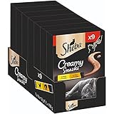 Sheba Creamy Snacks – Cremiges Katzen-Leckerli mit Huhn & Käse – Praktische Sticks zum aus der Hand Schlecken – 9 x 12g