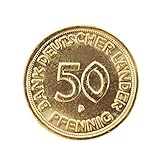 Echte 50 Pfennig-Münze von 1968 vergoldet zum Geburtstag im Schwebe-Rahmen mit Ihrer persönlichen G