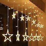 Christmas Fairy Lights，Stern Vorhang Girlande auf dem Fenster Lichterketten, Lichterkette, Hochzeit Neujahr Weihnachtsdekoration, für Zuhause Schlafzimmer Fenster 10m100L