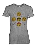 Love Kiss Emoji Smileys Arrows Fun Komisch Smiley Face Damen T-Shirt Grau XX-Larg
