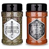 Ankerkraut Steakpfeffer Hamburg, 170g im Streuer, Verfeinerung für das perfekte Steak & Magic Dust, 230g im Streuer, BBQ-Rub Grillmarinade, Gewürzmischung zum Zubereiten von F