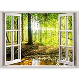 murando - 3D WANDILLUSION 140x100 cm Wandbild - Fototapete - Poster XXL - Fensterblick - Vlies Leinwand - Panorama Bilder - Dekoration - Meer Strand Dü