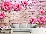 ZZXIAO Rosa Rose Wand Vliestapete 3D Tapete Wanddekoration Wandbilder Wohnzimmer fototapete 3d effekt tapete Wohnzimmer Schlafzimmer Hintergrundbild-300cm×210