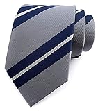 Kihatwin Herren Moderne gestreifte Krawatte gewebtes Muster formelle Designer Hochzeitskleid Krawatten 8 cm, Grau, Blau, Silber, Einheitsgröß