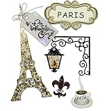 Rayher 58442000 Deko-Sticker „Paris“ in 3D-Optik, mit Klebepunkt, 5 Motive aus speziellen M