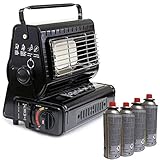 NJ The right choice Heizstrahler Gasheizung 1,3KW Gasstrahler Keramik Heizgerät Heizung + 4X Gask