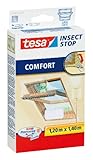 tesa Insect Stop COMFORT Fliegengitter für Dachfenster - Insektenschutz für Fenster - Fliegen Netz selbstklebend ohne Bohren - weiß (leichter sichtschutz), 1,20 m x 1,40