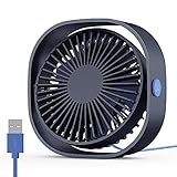 USB Tischventilator,EasyAcc Mini Ventilator USB leise Klein Starker Exquisit Lüfter Tragbarer 3 Geschwindigkeiten 360 Grad Drehung Desk Fan für Schreibtisch, Zuhause, Bü