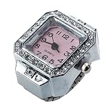 SODIAL(R) 20mm Quadrat Ringuhr Finger-Uhr Fingeruhr Uhrenring Neu TO