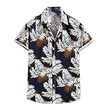 Herren-Kleidung, Hawaii-Hemd mit kurzen Ärmeln, Strandhemd, bedruckt, Sommer, lässig, Button-Down-Hemden, Gentleman, warme Herren-Poloshirt, Rugby-Shirts, Patchwork-Tops, Größe S-XXXXXXXL, Black5, XL