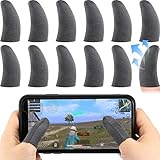 12 Stücke Finger Sleeve PUBG Mobile Game Finger Touchscreen Handy Spiel Kontroller Atmungsaktiv Anti-Schweiß Glatt , 0,5 mm Silber Faser Finger Hülsen für Mobiltelefon Sp