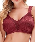 Wingslove Damen Wireless Minimizer BH Plus Size Nicht Gepolstert Soft Full Figure Bra, weinrot, 80C