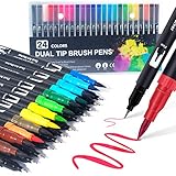 Dual Brush Pen Set: Filzstifte 24 Farben Pinselstifte Marker Fineliner Set Aquarell Farben Für Bullet Journal, Malbücher, Handlettering, Manga Kalligraphie stifte Malstifte Für Kinder und Erw