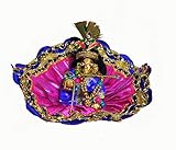 Radhna Messing Laddu Gopal Shringar Murti Combo (Kleid/Poshak, Mala/Har, Mukut, Bali/Kundal, Bansi, Kade, Baal/Hairs, Chari/Lathi, Mor Pankh Set, 6 x 4 cm, Gold)