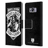 Head Case Designs Offizielle AMC The Walking Dead RPG Schwarz Weiss Daryl Dixon Biker Kunst Leder Brieftaschen Handyhülle Hülle Huelle kompatibel mit Samsung Galaxy S8