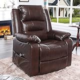 S*MAX Elektrischer Fernsehsessel Aufstehsessel Relaxsessel Elektrisch Verstellbar Sessel mit Aufstehhilfe Seniorensessel mit LiegefunktionVollluftLeder Sofa USB Ladeanschluss und Fernbedienung B