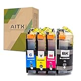 AITX LC227XL LC225XL Patronen Kompatible für Brother Druckerpatronen MFC-J4620DW, MFC-J4625DW, MFC-J4420DW, DCP-J4120DW Drucker Tintenpatronen LC225XL LC227XL Schwarz C M Y, 4-Packung