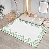 FACWAWF Farbkarodruck Kaschmirimitat Rechteckig Großer Wohnzimmerteppich Kurzflor Weicher Rutschfester Schlafzimmerteppich Innendekoration Kinderzimmer 100x160