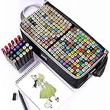 TongfuShop 204 Farben Graffiti Stifte Aktualisierte Version, Filzstifte Permanent Marker Set mit Kunststoffregal, Professioneller Twin marker set geeignet für Anfänger, Kinder, Kü