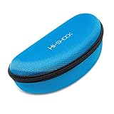 Hi-Shock Brillenetui Hi-Case | Stoßabsorbierendes Hartschalen-Case mit Schlaufe & Reißverschluss | Mit Mikrofasertuch [robust | wasserabweisend | Azurblau | 17,5cm x 7,5cm x 5,5cm]