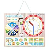 Navaris Lernuhr für Kinder magnetisch - Uhrzeit lernen - Magnet Lerntafel ab 3 Jahren - Spielzeug Uhr - Lernspielzeug 49 Magneten - Beige - D