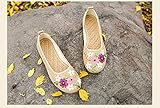 FKKLGNBDR Gestickte Schuhe für Frauen Bestickte Frauen Wohnungen Blume Slip auf Baumwollgewebe Leinen Komfortable Ballerina Flache Schuhe Sapato Feminino Ballerina H