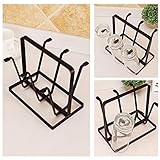 PROHOUS Metall Abtropfhalter Abtropfgestell Tassenhalter Schwarz Braun Flaschen Becherhalter Anti-Rost Getränkehalter Becherständer für Crystal Glasflaschen Cup Drain Organizer Trock