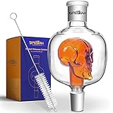 DFESKAH Shisha Molassefänger Totenkopf, Hookah 18/8 Schliff Molassefänger aus Glas, Universal Zubehör geeignet für meiste Wasserpfeife, Vorkühler-Aufsatz Skull mehr Durchzug und saubere Shisha(Orange)