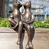 Dekorative Gartenverzierungen Messingkatzen, die Gartenverzierungen umarmen und küssen Katzengartendekoration umarmen und kü