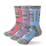 YUEDGE 3 Paar Damen Wandersocken Atmungsaktiv Hochleistung Trekking Camping Outdoor Sport Socken, Damen Schuh 35,5-40,5 EU Größe, Blau/Rot/L