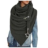 Kaschmir Schal Damen Xxl Winterschal Gestreifte Sternschnalle Kuschelige Scarves Dreieckstuch Scarf Weihnachtsschal Mit Knopf Multifunktionstuch Baumwolle Strickschal Damen Herbst S