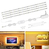 LED Unterbauleuchte, VOYOMO 4 x 50cm LED Schrankbeleuchtung TV Hintergrundbeleuchtung 5050SMD 2700K Warmweiß LED Streifen für Küchen Regale,Vitrinen und F