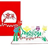 Pop-Up Card 'Owls - Happy Birthday', Birthday Greeting Card, Eulenkarte zum Geburtstag,