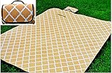 X-Labor Waschbar Baumwolle Leinen Picknick Decke 200x150 cm XXL mit wasserdichter PEVA Unterseite Wärmeisoliert Stranddecke Campingdecke Gelb W