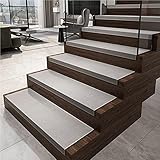 LTJX 7 Stück(26 * 75Cm) Anti Rutsch Treppe Anti-Rutsch Stuffen, Antirutsch Treppen Rutsche Selbstklebend, Holz Stufenmatten Treppenstufen Rutschschutz Treppenschutz,Light Gray,7p