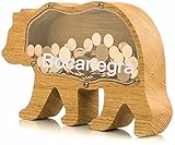 GLOORACA Holz Sparschwein Tierkasse für Jungen Mädchen Kinder Gelddose Münze Spar Spardose Holz Spielzeugkiste Gelddose für Kinder Erwachsene Geburtstag Innendekoration Back to School Geschenk