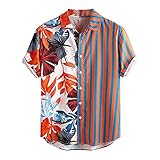 Herren Bekleidung Verkauf Herren Neuer Digitaldruck Mode Trend Kurzarm Hemd Gentleman Warm Männer Polo Rugby Hemden Patchwork Tops Größe S-XXXXXL, Orange 1, XL