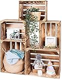 LAUBLUST Vintage Holzkisten 5er Set Geflammt - 50x40x30cm / 40x30x25cm | Weinkisten & Obstkisten | Deko- & Möbelk