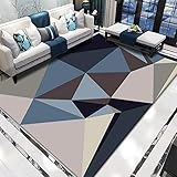 Teppiche tepiche für Wohnzimmer Atmungsaktiver Komfort schwarz grau blau geometrischer Design-Kosten-Teppich Teppich Schlafzimmer Wohnzimmer Teppich 60*160CM