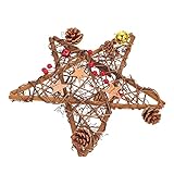 Holibanna Rattan Stern Deko Weihnachten Kranz Weidenkranz Wandkranz Weihnachtskranz Türkranz Reisigkranz Naturkranz Adventskranz Rattankranz Hochzeit Herbst Dekokranz für Tür Wand Dek