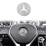 Yumzeco 45MM Bling Crystal Lenkrad Emblem Kompatibel mit Mercedes-Benz,Glitzer Emblem Lenkrad Mercedes Lenkrad Emblem,Crystal Diamond Mercedes Bling Aufkleber Logo,Bling Auto Lenkrad Dek