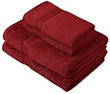 Pinzon by Amazon Handtuchset aus Baumwolle, Cranberry-Rot, 2 Bade- und 2 Handtücher, 600g/m²