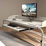 soges Computertisch Pflegetisch Betttisch Höhenverstellbarer PC Tisch Laptoptisch mit Rollen,Laptop Notebookständer für Bett,120x45CM,