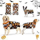 oUUoNNo Halloween-Pyjamas für Hunde, chirurgischer Erholungsanzug für Hunde, Halloween-Kostüme für Hunde, Anti-Licking-Tierweste nach der Op