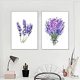 CXArtprint Leinwand WandbilderNordisch gemalte Blumenkunst Ölgemälde lila Lavendel Leinwand Malerei Poster und Drucke Home Wall Decor2 Stück 20x30cm ohne R