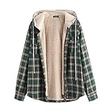 ZAFUL Herren Hoodie Jacke, Lange Ärmel Plaid Chest Pocket Fleece Kordelzug Herbst Winter Kapuzenjacke (Grün-1, S)