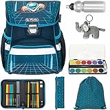 Herlitz Schulranzenset Mädchen Jungen Kinder Ranzen Schultasche Schulmappe Tasche Schule leicht Loop Plus, 7 Teile Set Auswahl +elfk (Spacecar 2501)